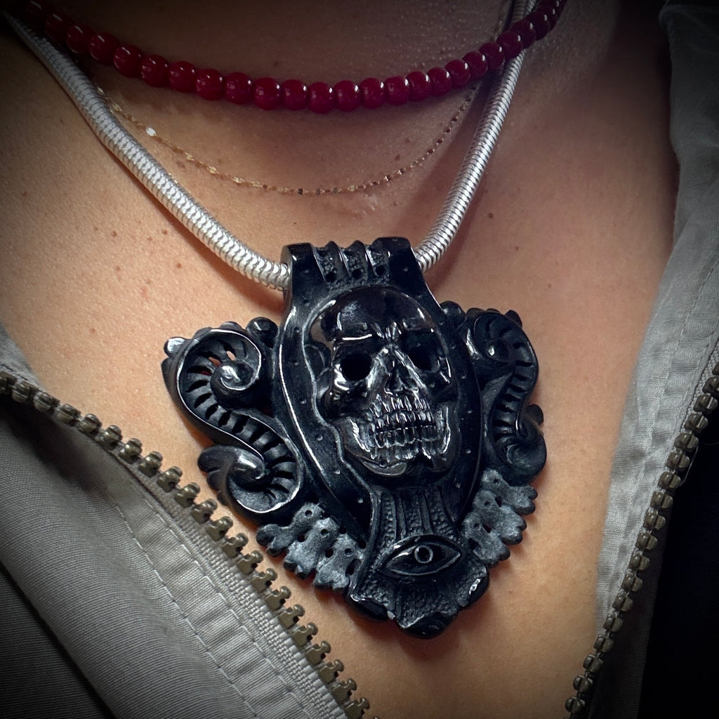 Guardian of Shadows - Hand Carved Black Jadeite Talisman